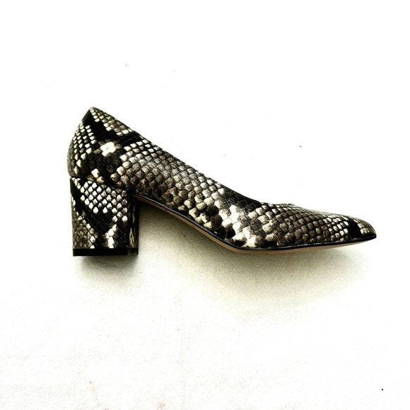 Brian Atwood Snakeskin Printed Pointy Toe Block Heel SZ6 - Picture 7 of 8